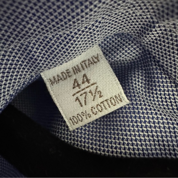 Brioni Long-sleeve Dress Shirt Blue Cotton Made In Italy Men’s Size 44 17 1/2 - Picture 7 of 8